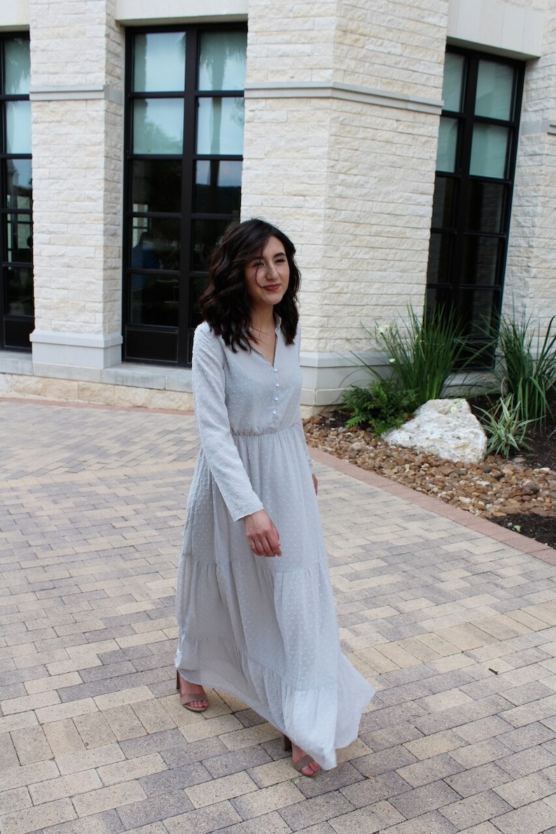 Long Sleeve Maxi Dress Caramel Brown Color Etsy