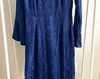 Vestido maxi modesto de manga larga (azul marino vibrante)