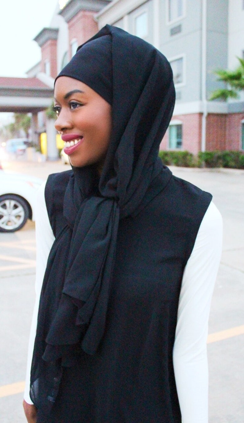 Square Chiffon Hijab Square Hijab, Square Scarf, Headscarf, Hijabi Fashion, Headcover Black