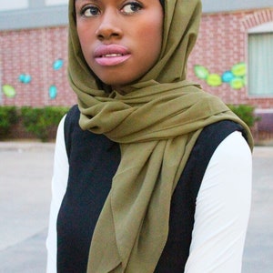 Square Chiffon Hijab Square Hijab, Square Scarf, Headscarf, Hijabi Fashion, Headcover Moss Green