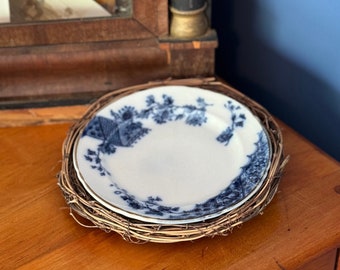 Unique and Hard to Find Flow Blue Tunstall Vintage Dinnerware Antique Collectible Plate Gallery Wall Addition French Country Decor