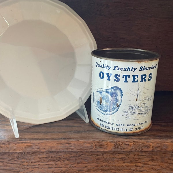 Hard to Find Vintage Oyster Can One Pint Tin Port Mahon Oyster Co MD Vintage Advertising Tin Prop Display Collectible Tin