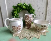 Brown Transfer Ware - Vintage English Transfer Ware - Group of 3 Ironstone