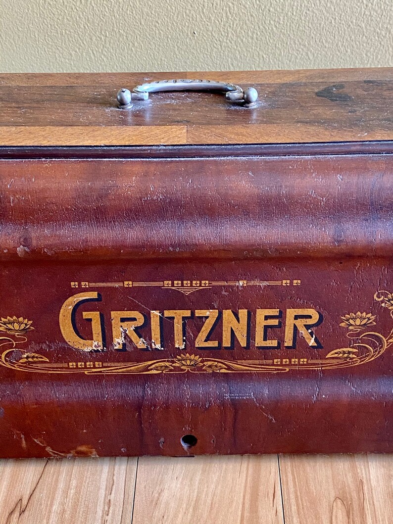 Made in Germany Sewing Machine Cover Vintage Gritzner Sewing Machine Lid Wooden Cover
