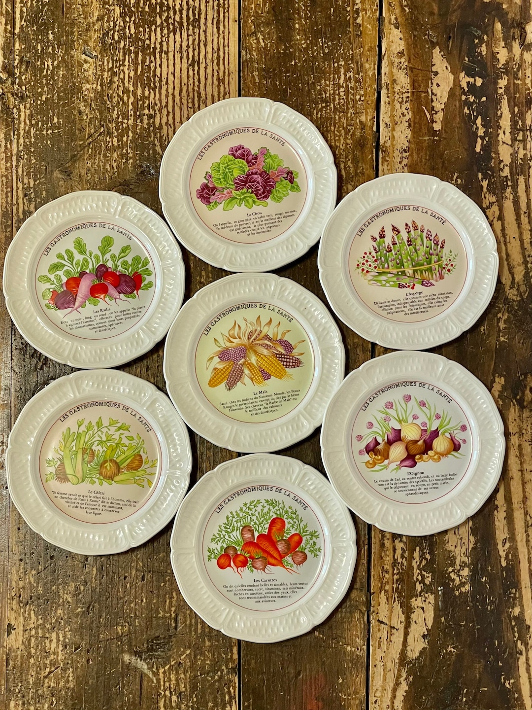 Vintage Gien France China Cocktail Plates Set of 7 Les Etsy