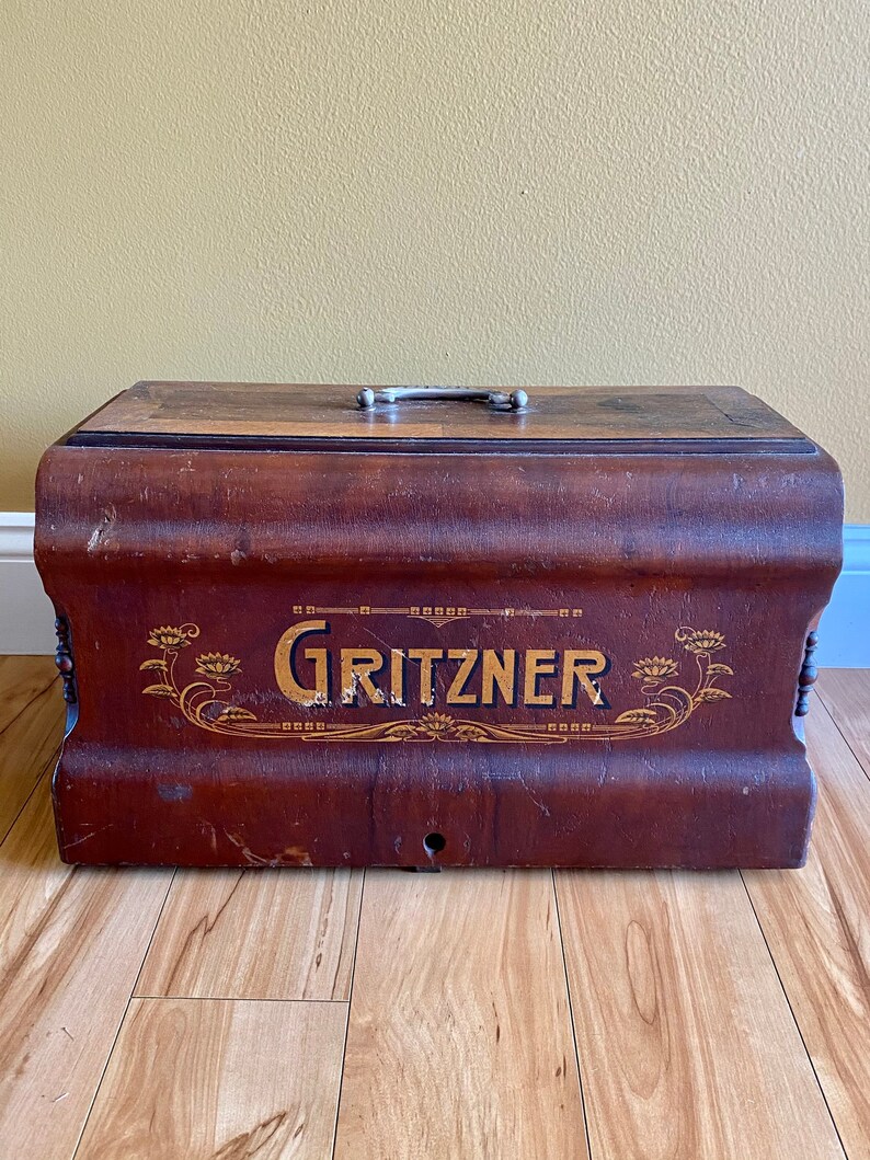 Made in Germany Sewing Machine Cover Vintage Gritzner Sewing Machine Lid Wooden Cover
