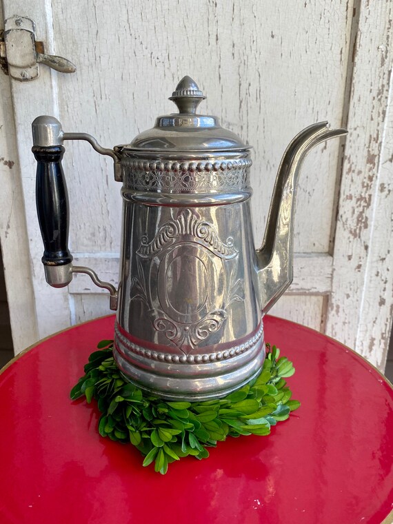 Vintage Coffee Pot Metal Repousse Coffee Pot Watering Can Etsy