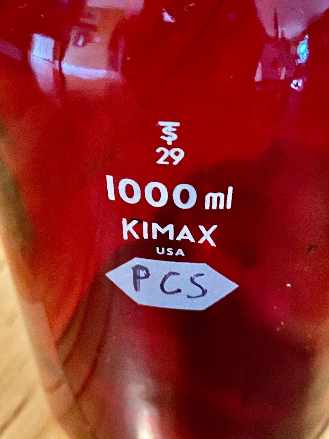 Kimax Bottle Vintage Laboratory Bottle 1000 ml Red Glass Etsy