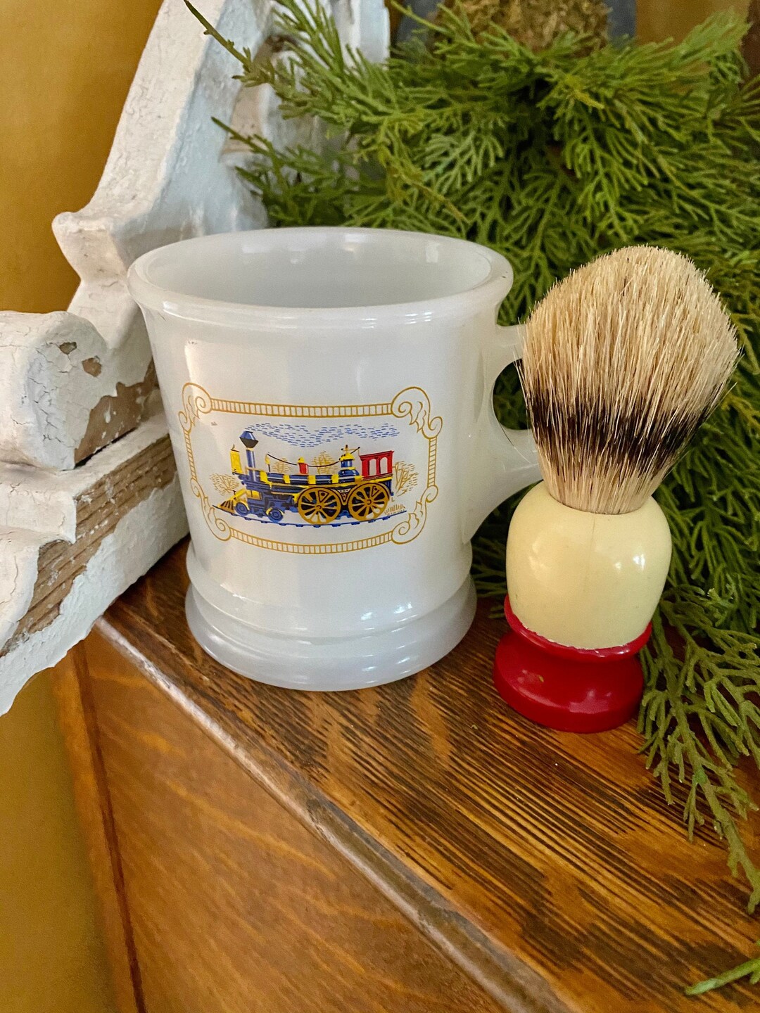 Shaving Cup and Brushvintage Milk Glass Shaving Mugavon Etsy