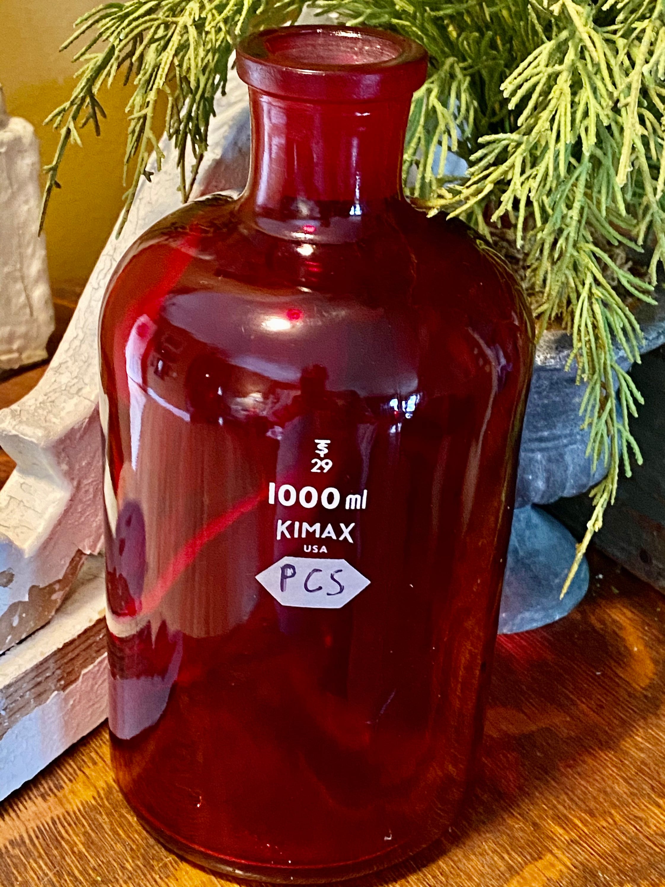 Kimax Bottle Vintage Laboratory Bottle 1000 ml Red Glass Etsy