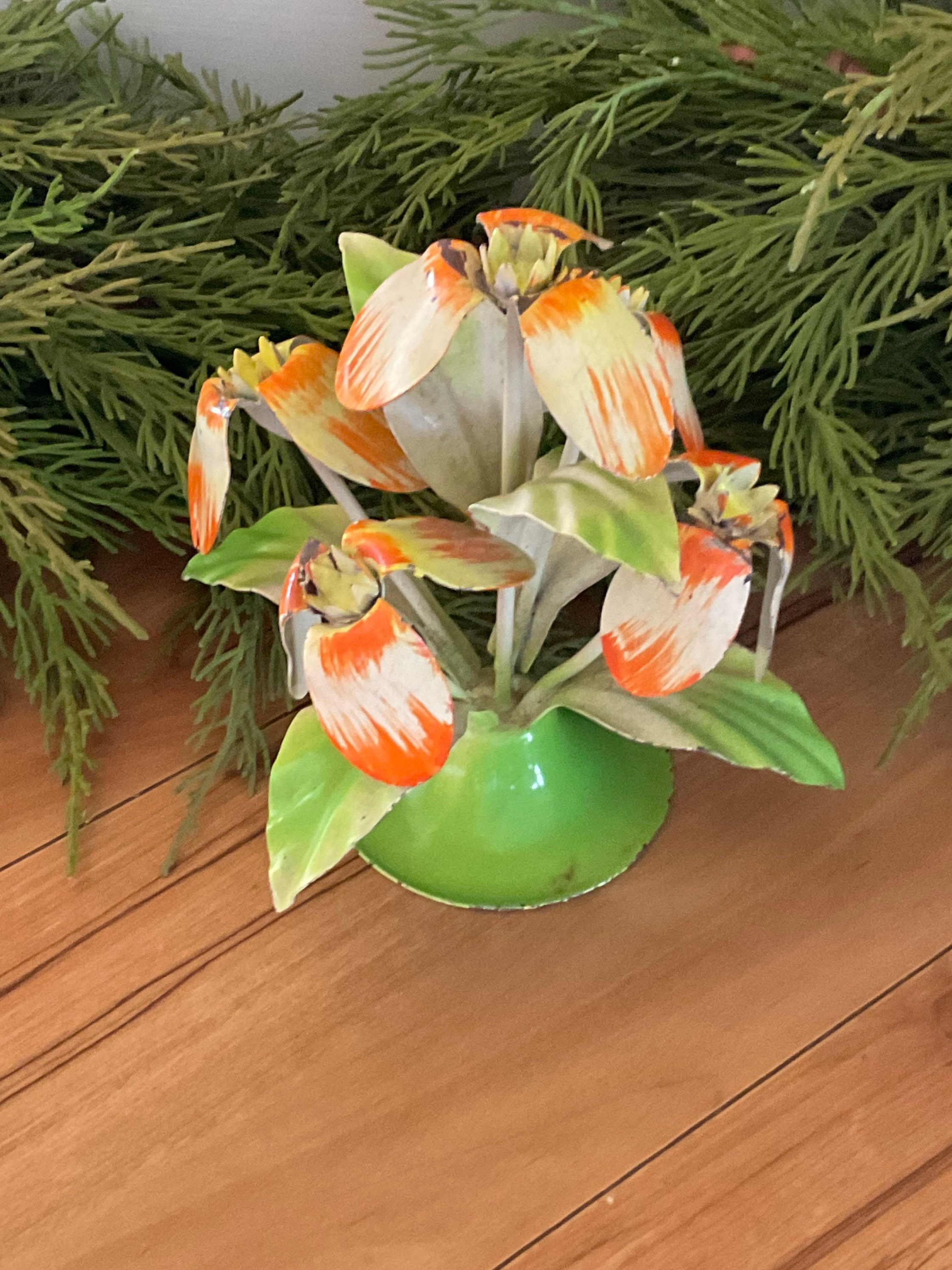 Metal Decor Vintage Metal Flowers Capidimonte Spring Etsy