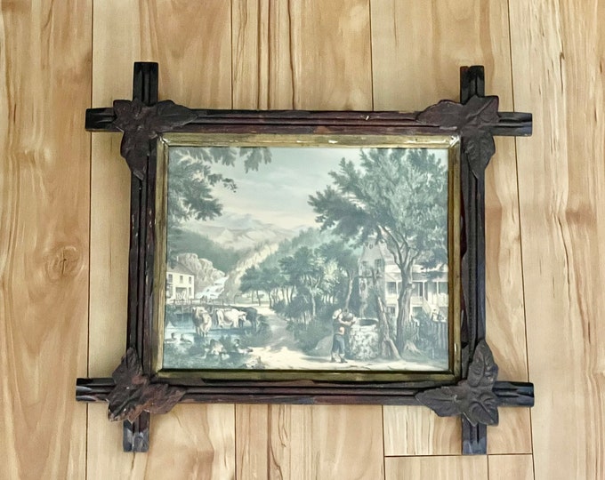 Wooden Criss Cross Frame Vintage Adirondack Frame With Print Etsy