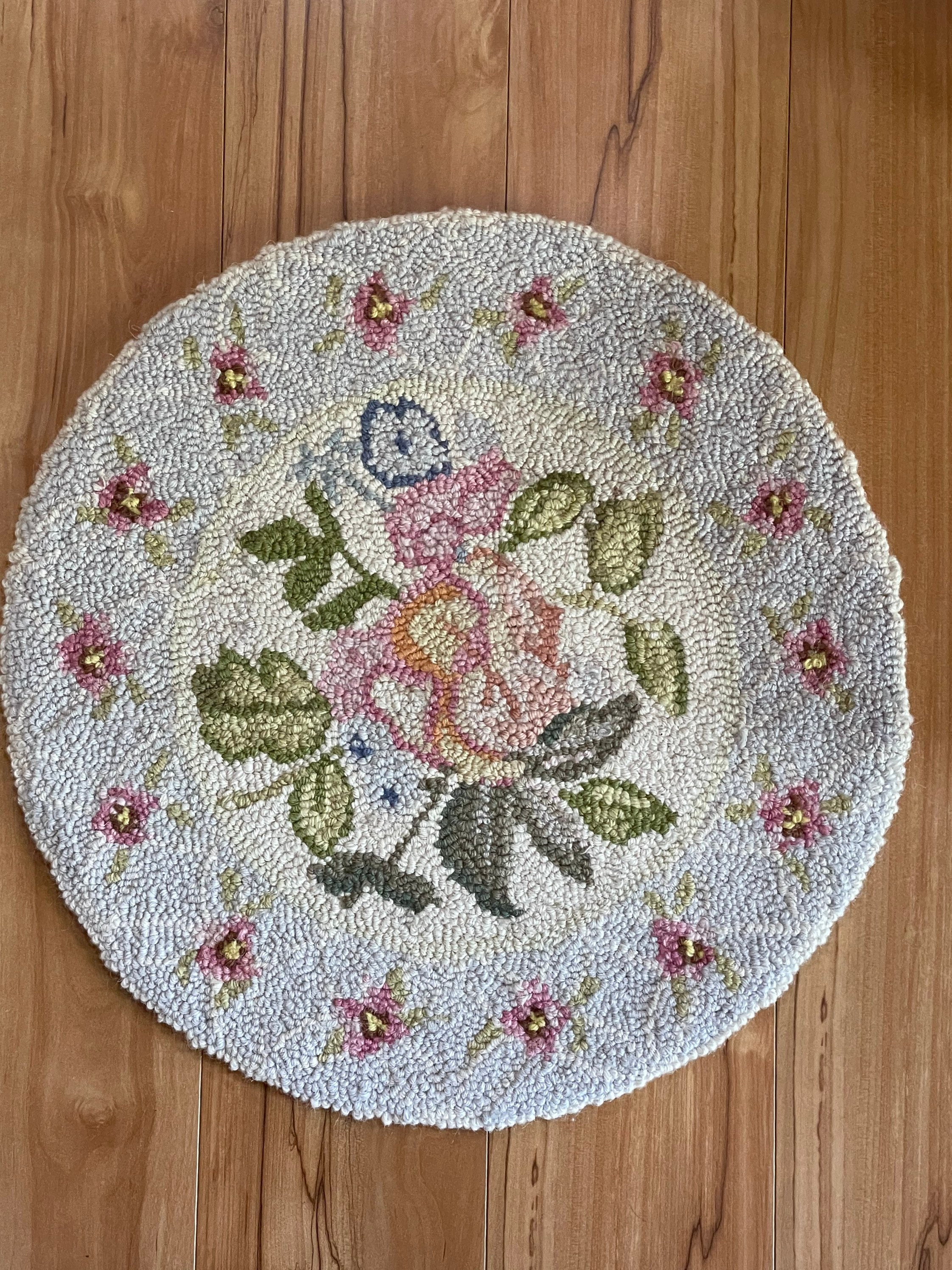 Vintage Hooked Seat Covers Chair Pads Cottage Decor Etsy