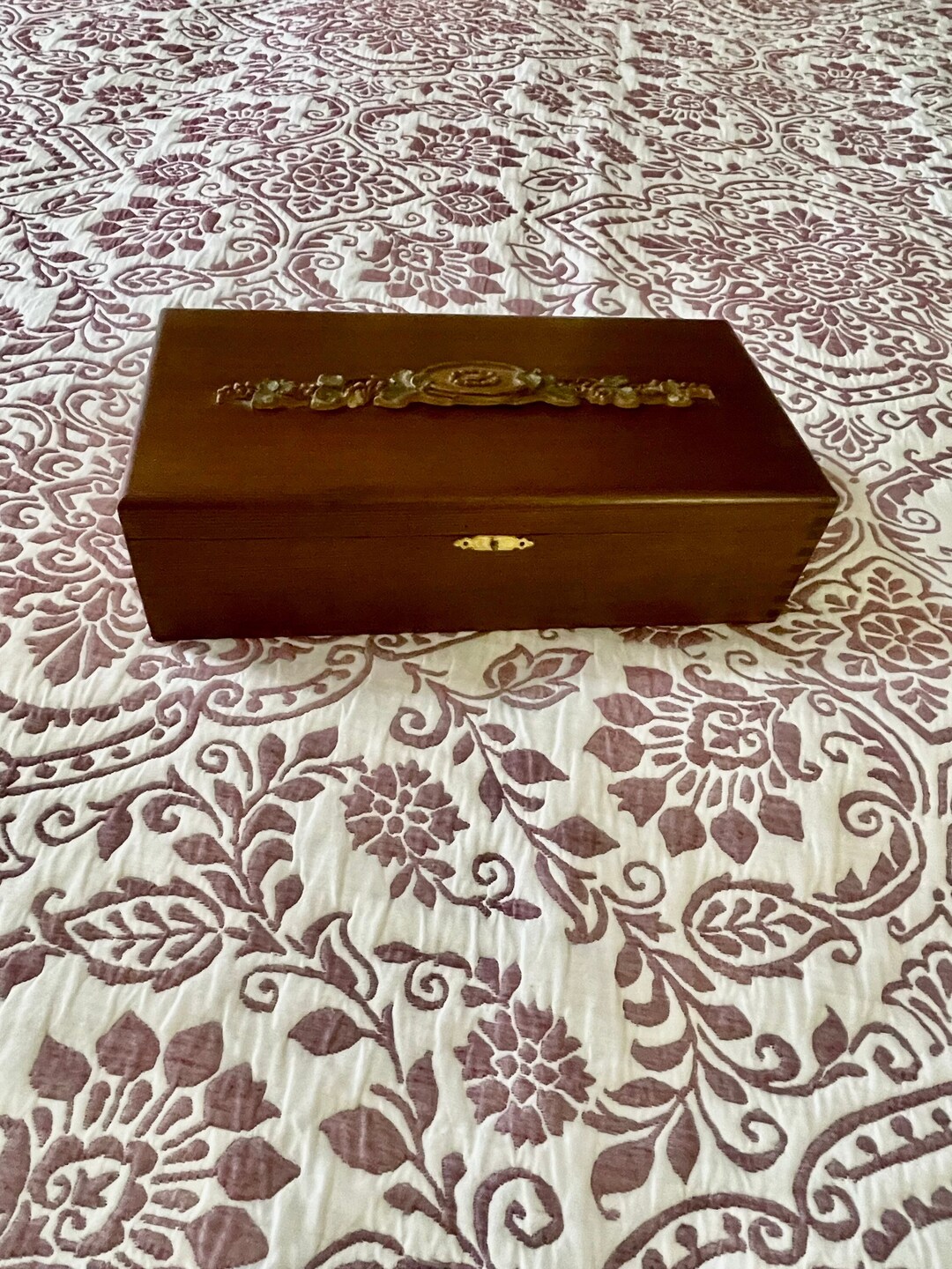 Vintage Wooden Box Letter Holder Desk Accessory Cigar Storage Box Home