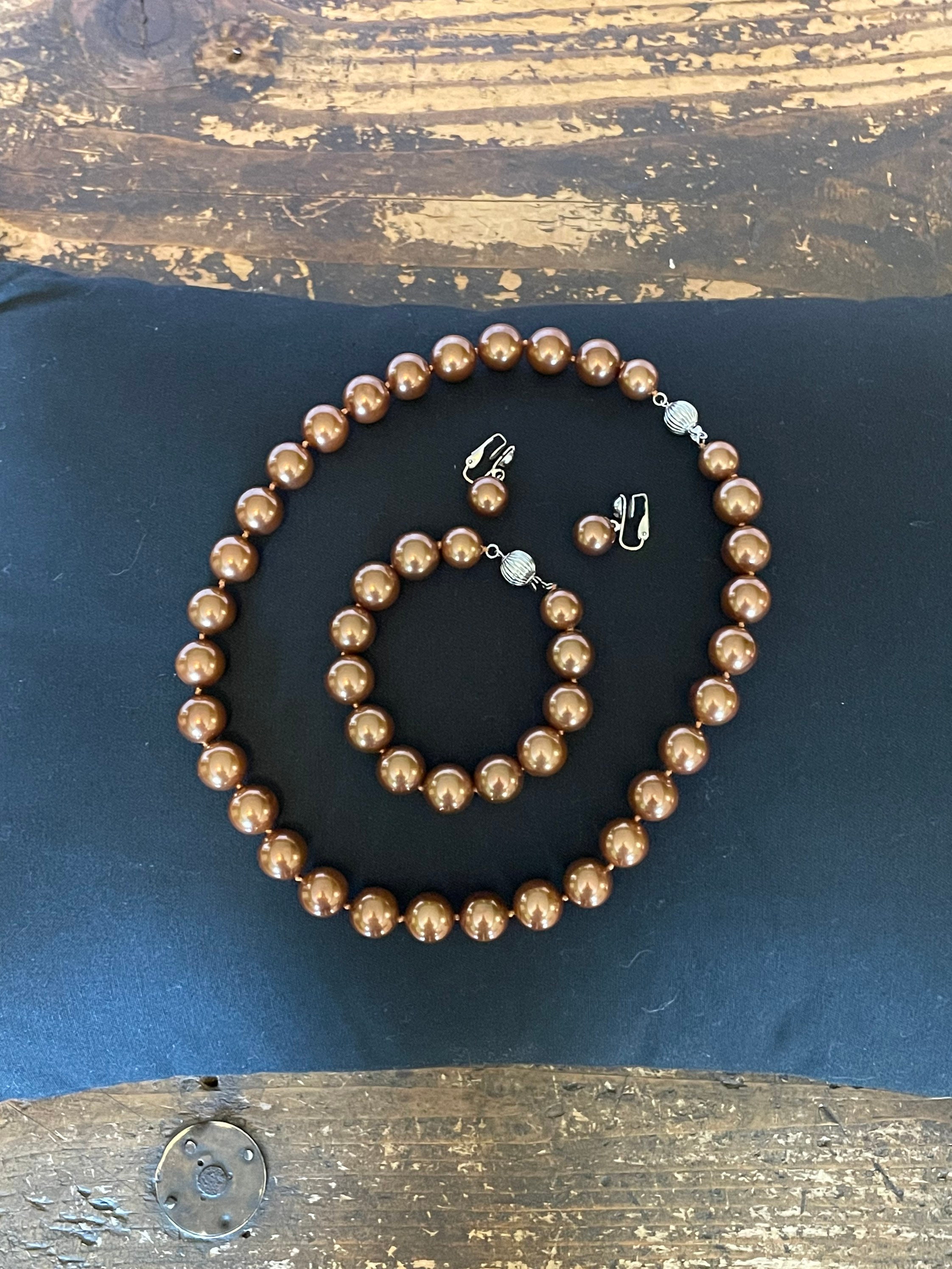 Buy Masami Pearl Jewelry Vintage Necklace Bracelet and Clip Earrings Tahitian Look Shell Pearl Set Original Box Gift for Mom Online in India Etsy