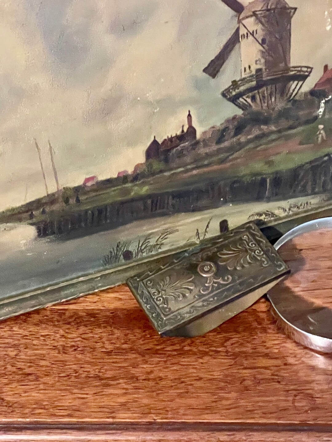 Vintage Ink Blotter Brass Rocker Blotter Repousse Ink Blotter