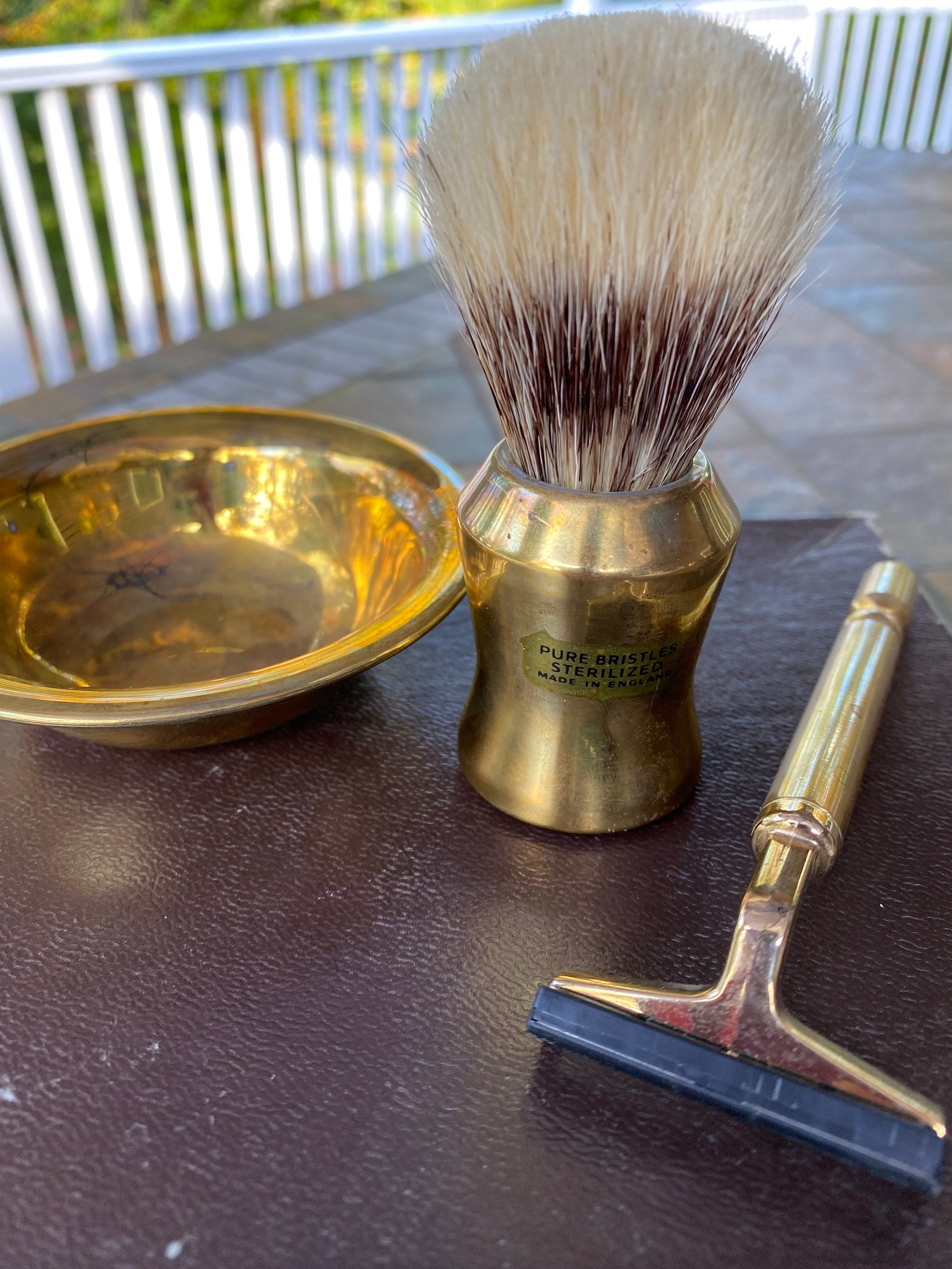 Shaving Set Vintage Brass Shave Set Brass Shaving Brush Etsy