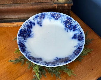 Vintage Flow Blue Johnson Brothers Peach Pattern Soup Bowl Unique Soap Dish Desktop Catchall Ash Tray English Ironstone Dinnerware