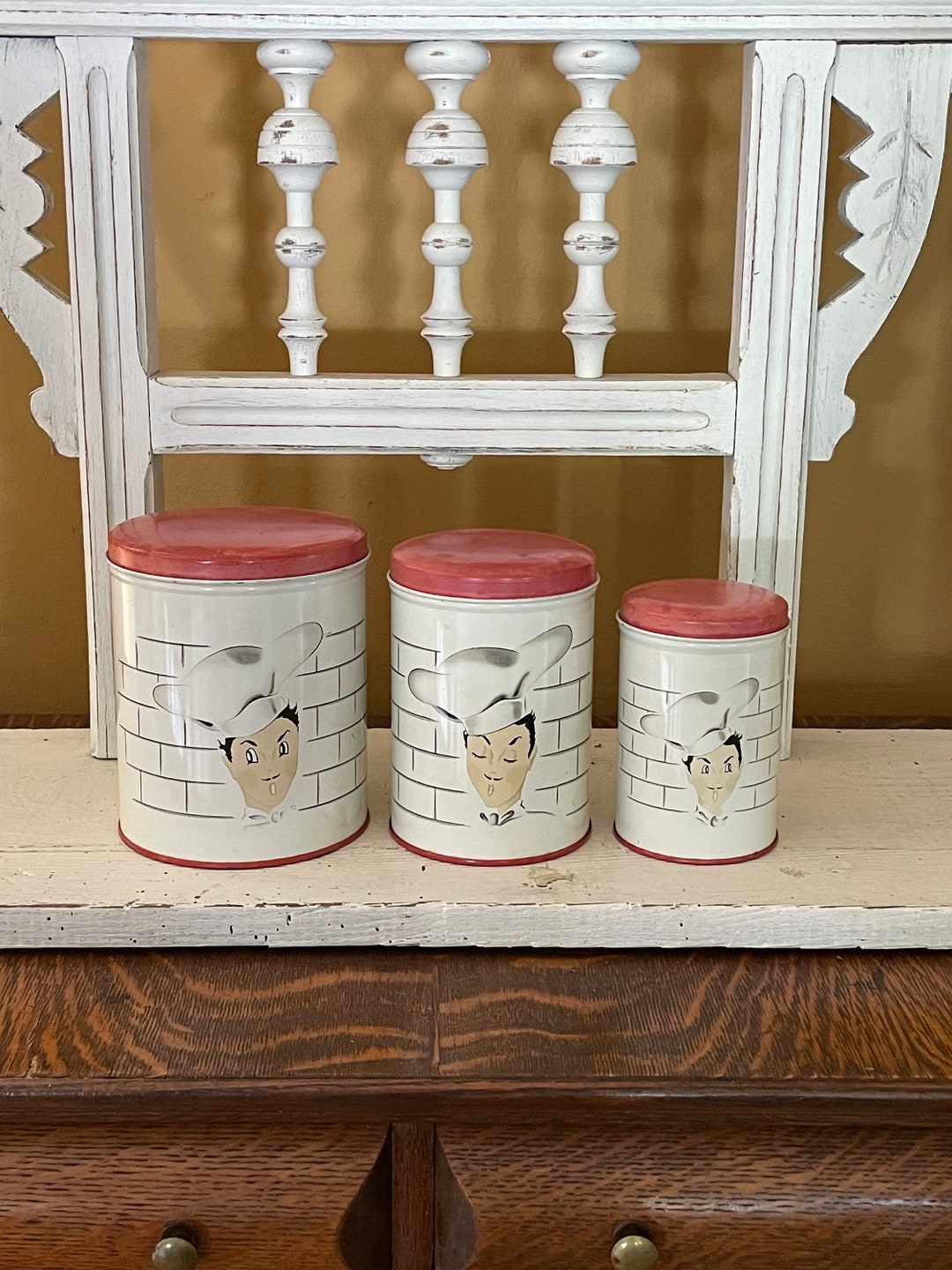 Vintage MID Century Parmeco Canister Set Retro Kitchen Decor Whimsical ...