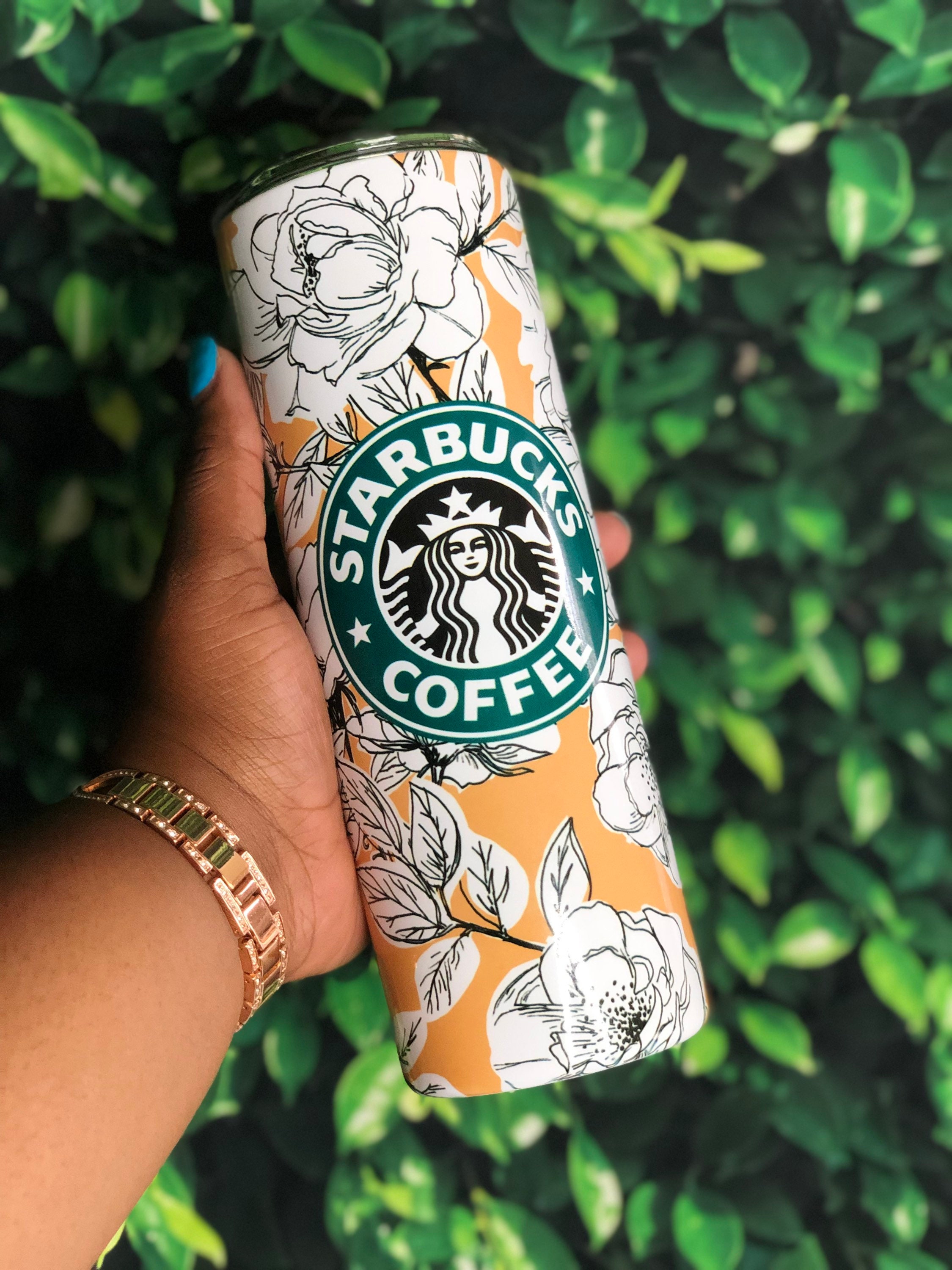 Floral Starbucks Tumbler / 20oz Skinny Tumbler / Café floral / Etsy