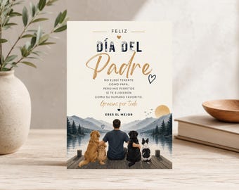 Dog Dad Father's Day Card | Lakeside Scene, Modern Neutral Colors (Digital Download)