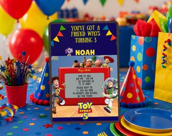 Toy Story Birthday Invitation, Editable Invitation, 3rd Birthday Invitation, Digital Download, and Canva Template