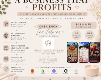 1500+ Editable Invitation Templates | PLR MRR Canva Starter Kit (Digital Download)