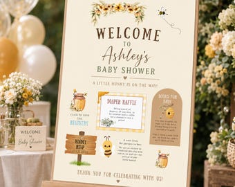 Little Hunny Bee Baby Shower Invitation Template | Editable Canva Bundle (Digital Download)