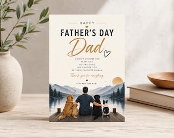 Dog Dad Father's Day Card | Editable Lakeside Scene (5x7 Instant Download)