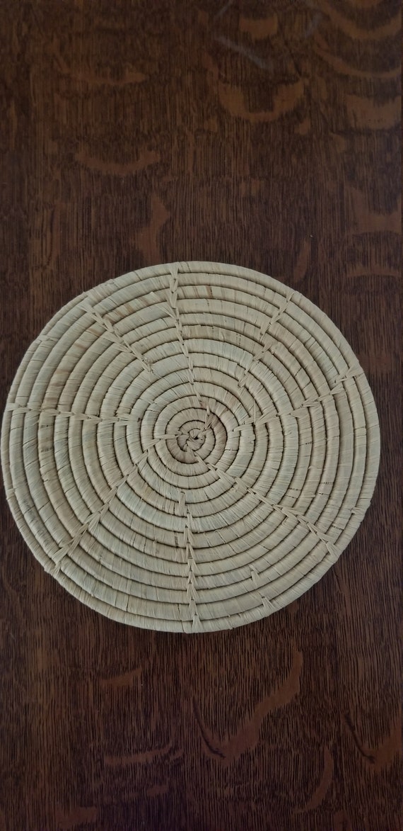 Vintage grass woven rattan trivet hot plate hot pad Etsy