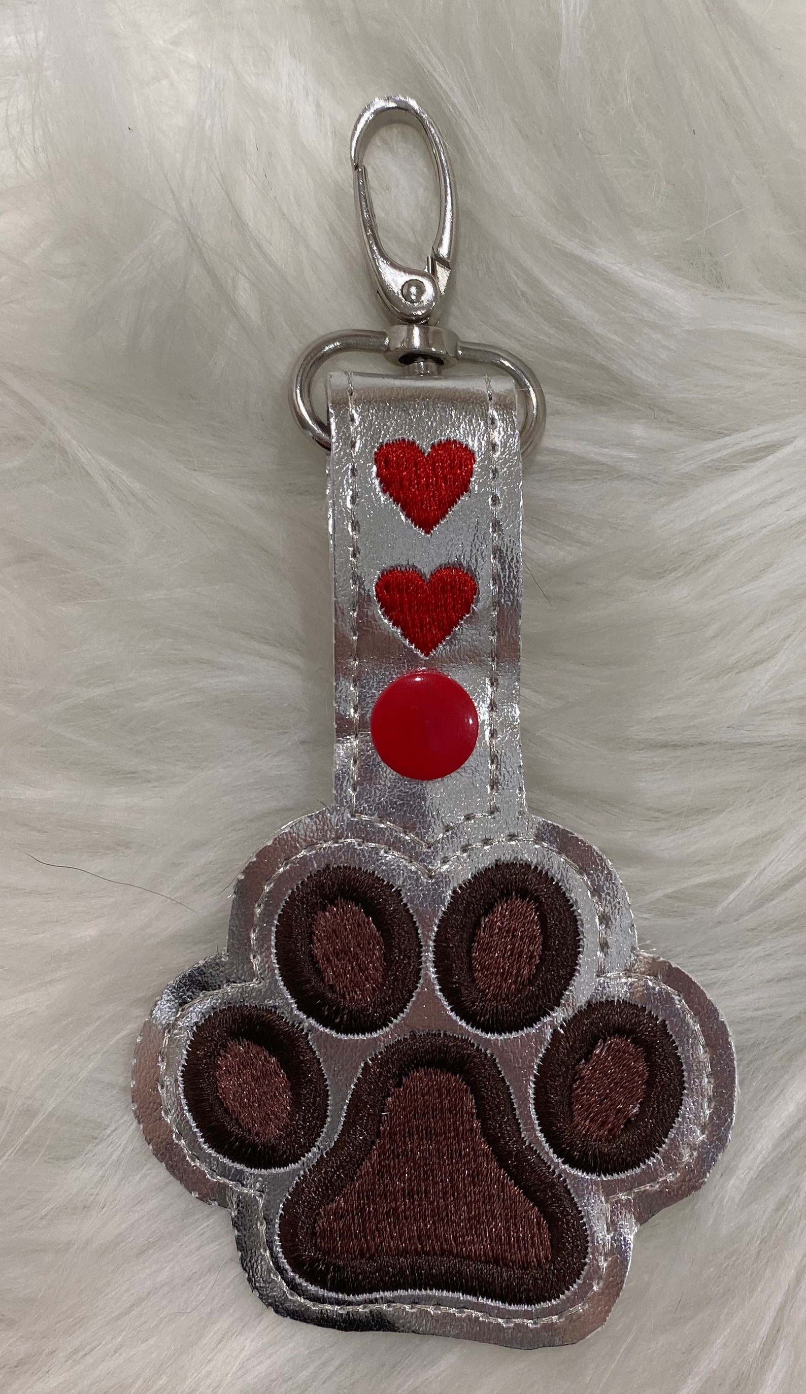 Faux Leather Paw Print Keychain / Keychain / Vegan Leather / Etsy