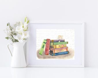 Vintage Books Art Print | Library Art