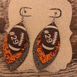 Numbered football earrings