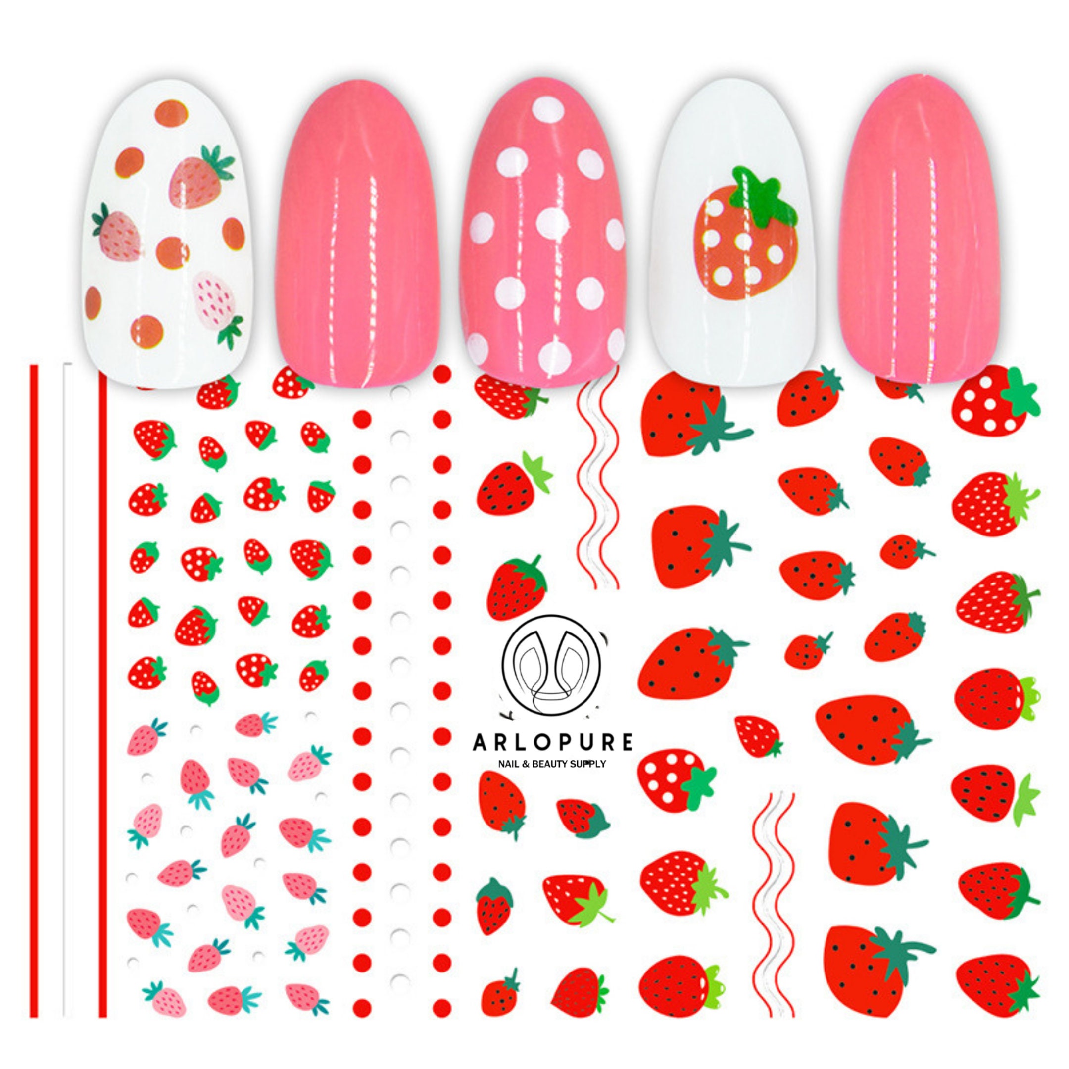 Strawberry nail tattoos / strawberry nail decals / nail art / | Etsy