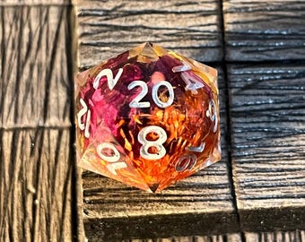 D20 - Single 20mm dice - Fey Druid Flower Theme -  Custom Resin Dice