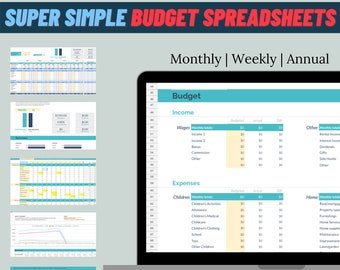 Super Simple Budget Spreadsheet, Monthly Budget, Weekly Budget, Google Sheets, Budget Templates, Annual Budget