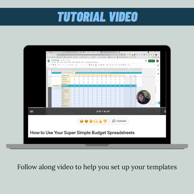 Super Simple Budget Spreadsheet With Tutorial Video, Monthly Budget ...