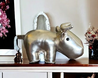 Adorable Gold Buffalo  Animal Shaped bookend doorstop flat packed home decor. Funny doorstops. animal doorstops. unique gift. house warming