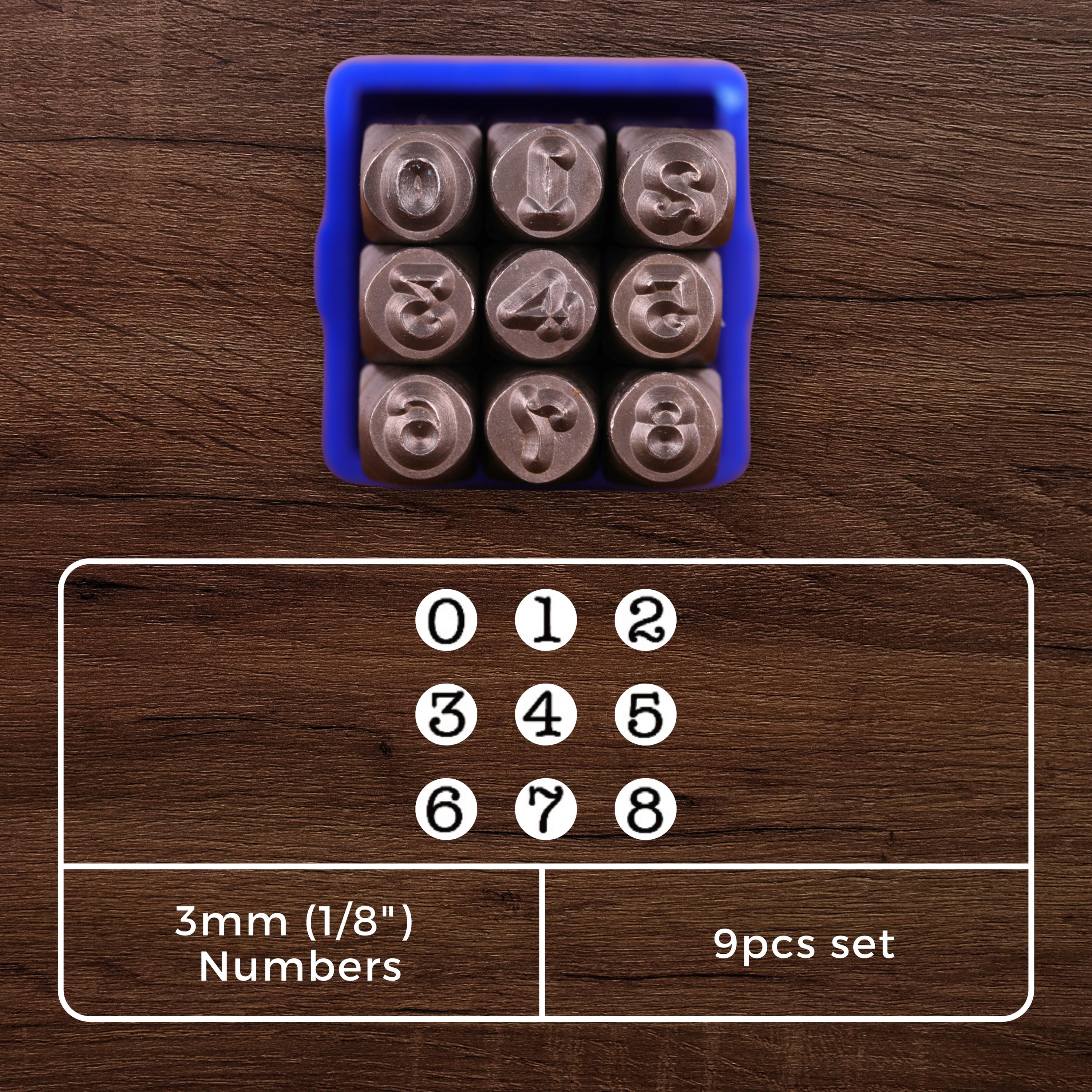 Uxcell 9-Piece Number Stamp Set – 10mm (3/8") Steel Punches 0-9, Hardened Carbon Steel For Marking Wood, Leather, Aluminum, Brass, Copper – Includes Storage Box