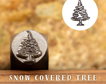 Metal Design Stamp Snow Covered Tree, Metal Stamping Punch Tools, Supplies for Hand Stamped DIY, Jewelry Making, Custom metal stamps