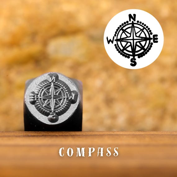 Metal Design Stamp Compass, Metal Stamping Punch Tools, Supplies for Hand Stamped DIY, Jewelry Making, Custom metal stamps, Design Stamp