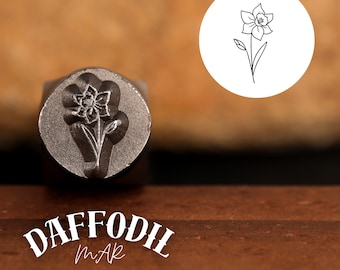 Metal Design Stamp, Birthday Flower March Daffodil, Metal Stamping Punch Tools, Supplies for Hand Stamped DIY, Jewelry Making, Design Stamp