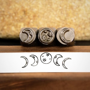 Metal Design Stamp Moon, Metal Stamping Punch Tools, Supplies for Hand Stamped DIY, Jewelry Making, Design Stamp, Custom metal stamps