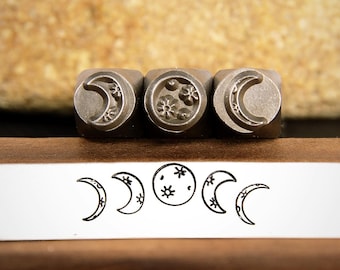 Metal Design Stamp Moon, Metal Stamping Punch Tools, Supplies for Hand Stamped DIY, Jewelry Making, Design Stamp, Custom metal stamps