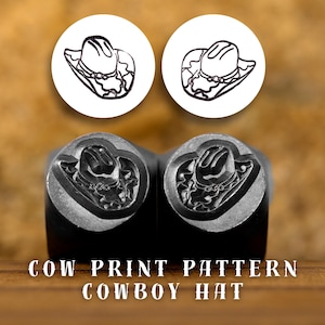 Metal Design Stamp Cow Print Pattern Cowboy Hat, Metal Stamping Punch Tools,Supplies for Hand Stamped DIY,Jewelry Making,Custom metal stamps