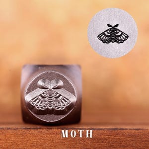 Metal Design Stamp Moth, Metal Stamping Punch Tools, Supplies for Hand Stamped DIY, Jewelry Making, Custom metal stamps, Design Stamp