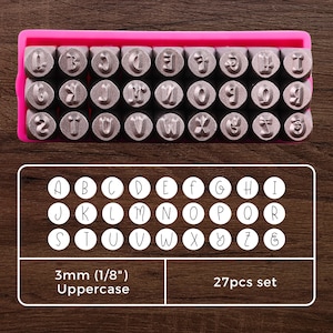 3mm Handwritten Metal Stamp Set – Uppercase, Lowercase, Numbers | Cute Font Punch Tool for Jewelry Making, DIY Crafting, Metal Stamping set