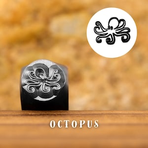 Metal Design Stamp Octopus, Metal Stamping Punch Tools, Supplies for Hand Stamped DIY, Jewelry Making, Custom metal stamps, Design Stamp