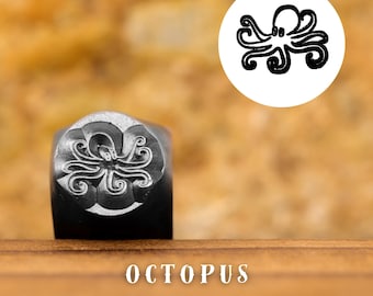 Metal Design Stamp Octopus, Metal Stamping Punch Tools, Supplies for Hand Stamped DIY, Jewelry Making, Custom metal stamps, Design Stamp