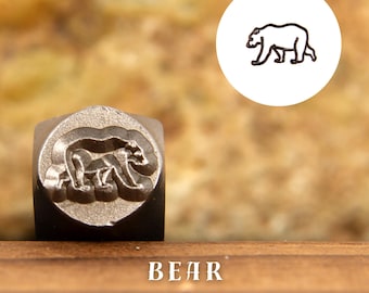 Metal Design Stamp Bear, Metal Stamping Punch Tools, Supplies for Hand Stamped DIY, Jewelry Making, Custom metal stamps, Design Metal Stamp